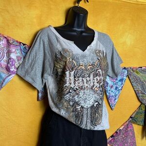 Women’s Vintage Harley Davidson Studded Embellished Oversized T-Shirt